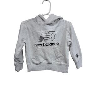 New Balance Light Gray Kids Hoodie with Black Logo